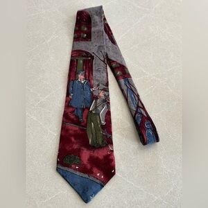 Leo Chevalier Graphic Vintage Men’s 100% Silk Multicolor Tie Cartoon Funny